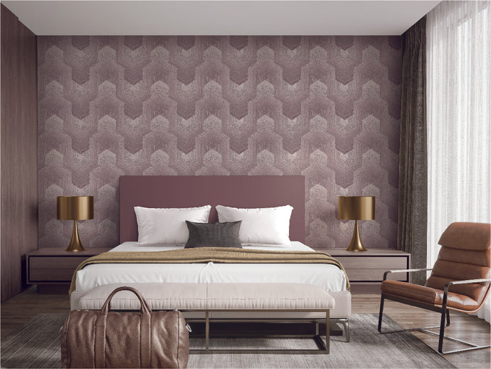 Polygon wallpaper in bedroom